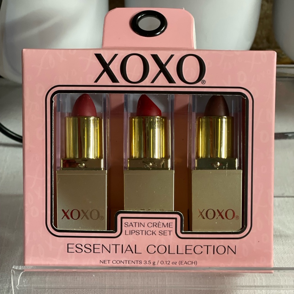 XOXO Essential Collection Lipstick Trio - Bold Red, Soft Pink, Deep Brown